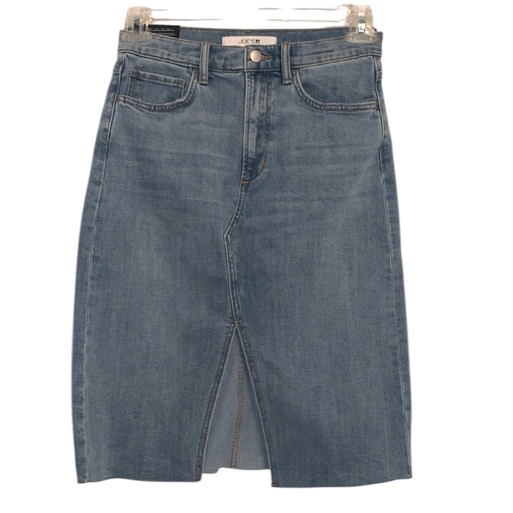 JOE'S Jeans Tatiana High-Rise Midi Skirt light blue denim slit size 27 small NWT